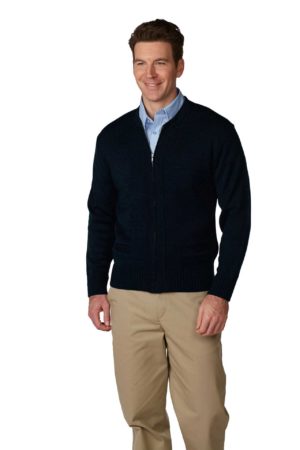 Unisex Heavyweight Zip-Front Crewneck Transit Cardigan - Navy