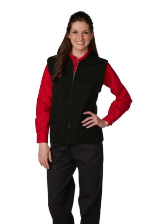 Unisex Heavyweight Zip-Front Crewneck Transit Cardigan Vest - Black