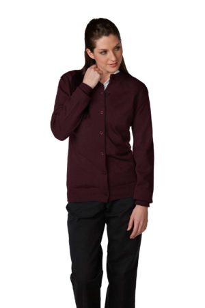 Women's Jersey Knit 7-Button Crewneck Cardigan - Wine