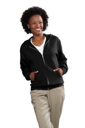 Unisex Full-Zip Hooded Fleece Sweatshirt - Black
