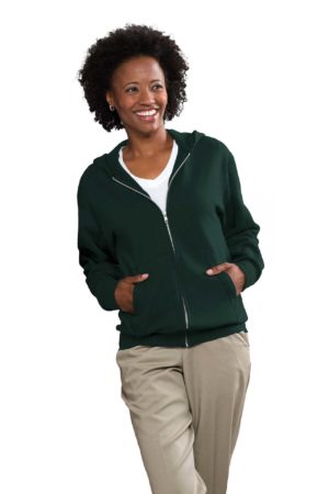 Unisex Full-Zip Hooded Fleece Sweatshirt - Hunter Green