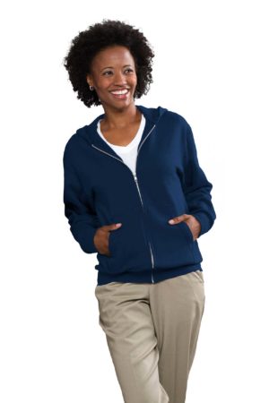 Unisex Full-Zip Hooded Fleece Sweatshirt - Navy