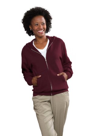 Unisex Full-Zip Hooded Fleece Sweatshirt - Wine