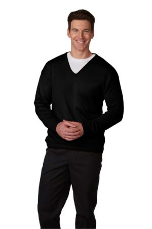 Men's Fine-Gauge V-Neck Pullover Sweater - Black