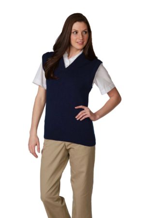 Unisex V-Neck Pullover Jersey Knit Sweater Vest - Navy