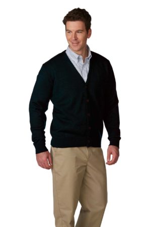 Unisex  Jersey Knit 5-Button V-Neck Cardigan - Black