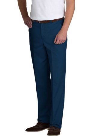 Men's Plain Front Relaxed Fit Twill Pants - Navy