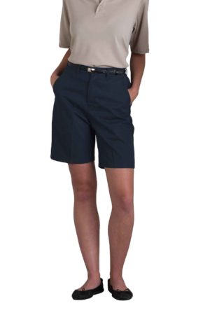 Women's Plain Front Classic Fit Twill Shorts - Navy