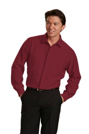 Men's Hospitality Shirt, Pointed Collar - Wine