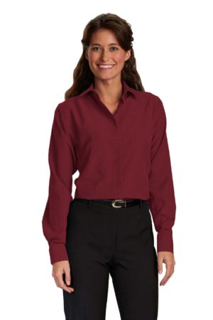 Women's Hospitality Blouse, Pointed Collar - Wine
