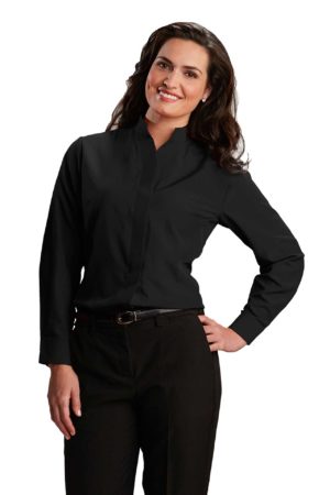 Women's Hospitality Shirt, Stand-Up Collar - Black
