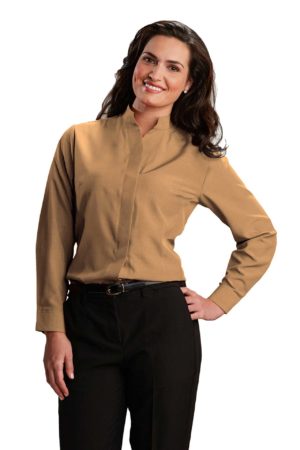 Women's Hospitality Shirt, Stand-Up Collar - Wheat