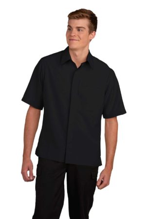 Men's Hospitality Camp Shirt, Spread Collar - Black