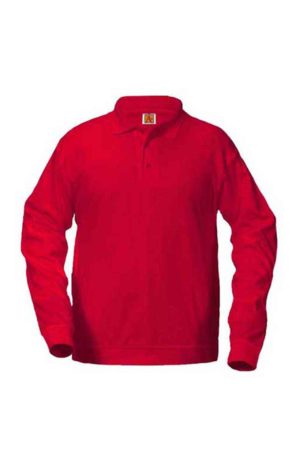 Unisex Jersey Knit Polo Overshirt, Long Sleeves - Red
