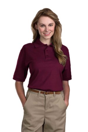 Unisex Jersey Knit Polo Shirt, Short Sleeves - Wine