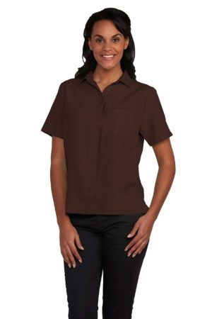 Women's Hospitality Camp Shirt, Spread Collar - Chocolate