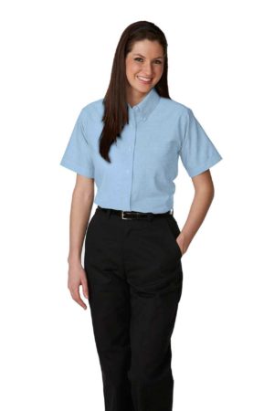 Women's Short-Sleeve Oxford Blouse - Blue