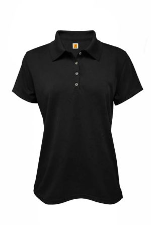 Women's Performance Moisture-Wicking Jersey Knit Short Sleeve Polo - Black