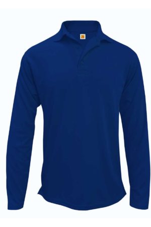Performance Moisture-Wicking Jersey Knit Long Sleeve Polo - Dark Royal