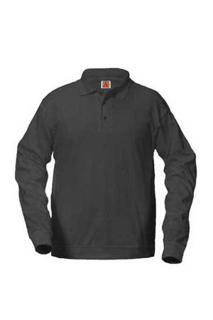 Unisex Jersey Knit Polo Overshirt, Long Sleeves - Black